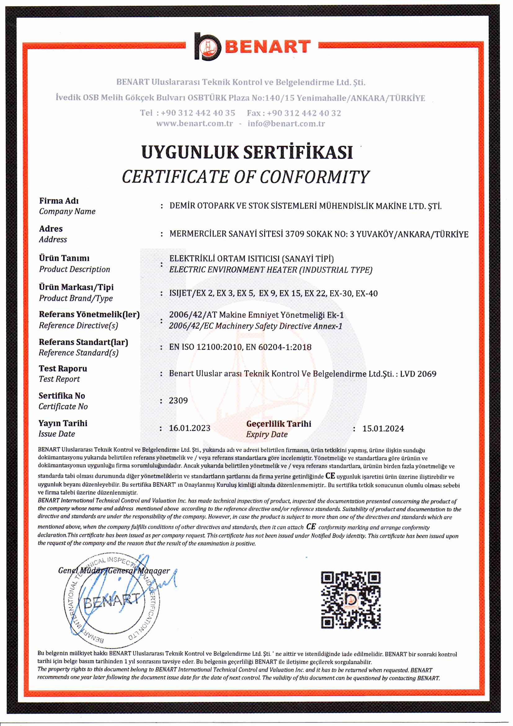 UYGUNLUK SERTİFİKASI